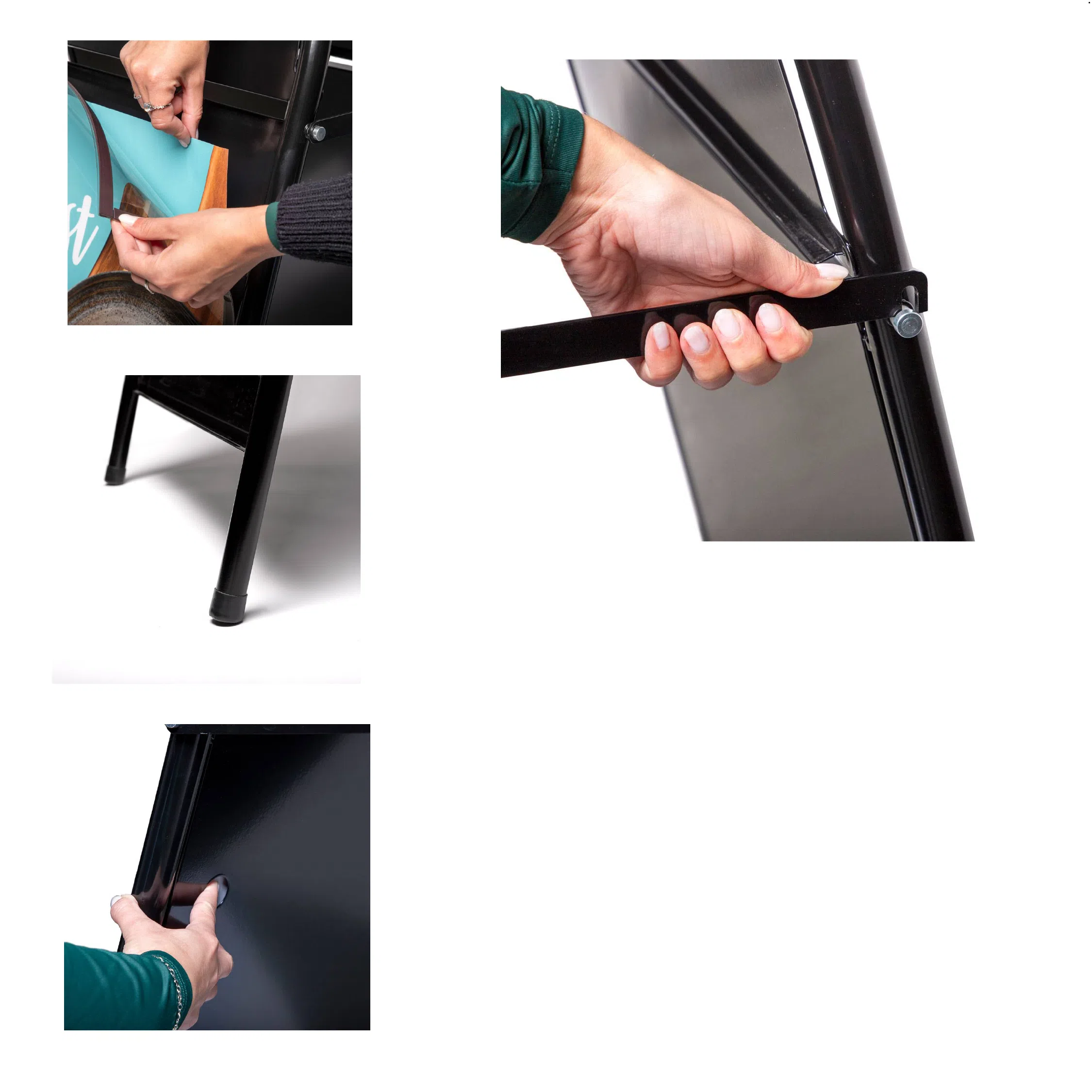 A-Teline Logopaneelilla Elegant Steel (A1 / 50x70 cm, Musta)